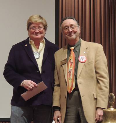 Rotarian of the month, Julia Parranto with President Mark Burchill