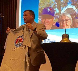 President Tony returns from the International Conference with a Hockey Hall of Fame Anniversary t-shirt to auction off!