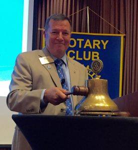The final bell at the conclusion of new President Tony’s first meeting.